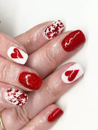 Valentines nails simple Crimson Love Collage