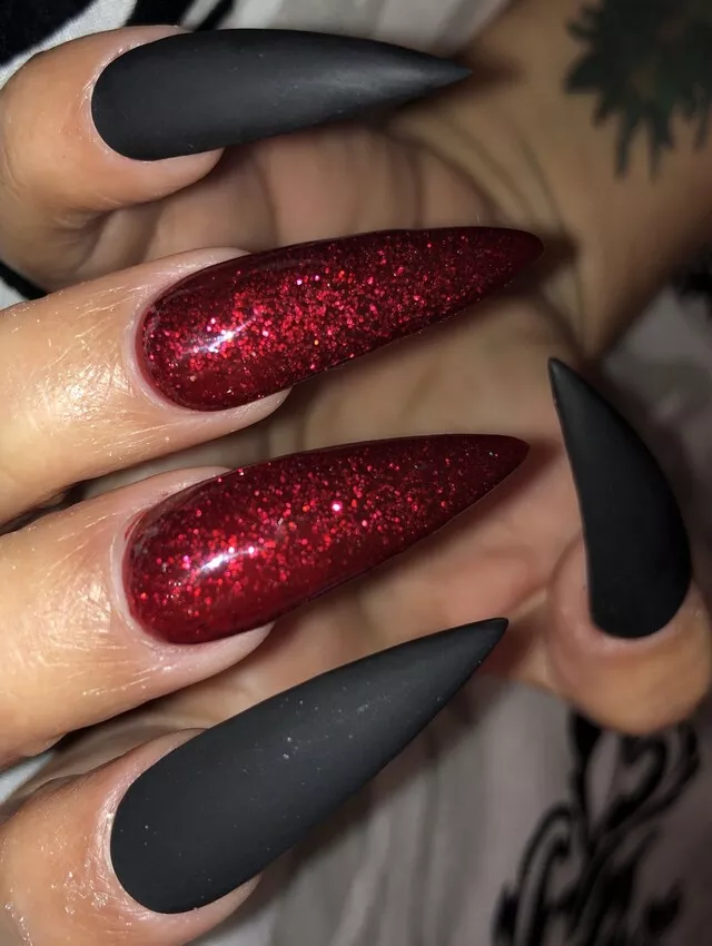 Valentines nails stiletto Bold Elegance Stiletto Nails