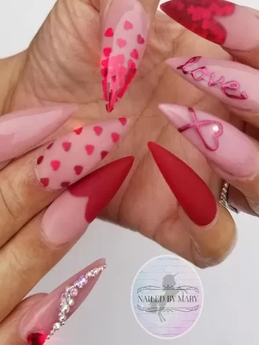 Valentines nails stiletto Love-Inspired Valentine's Stiletto Nails