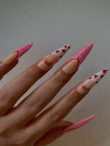 Valentines nails stiletto Love Story Stiletto Nails