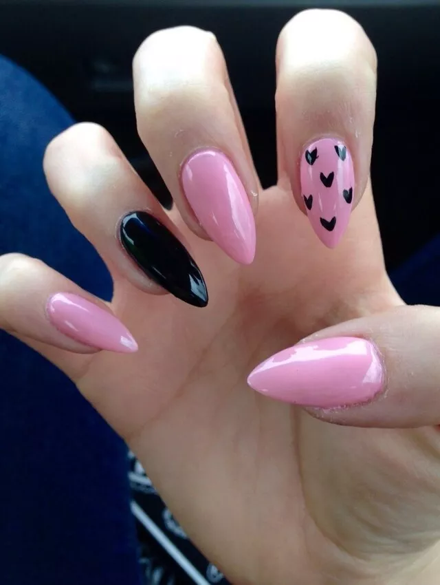 Valentines nails stiletto Playful Stiletto Contrast