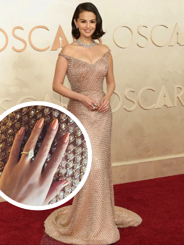 Selena Gomez's Peach Champagne Nail Design