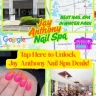 Colorful promotional banner for Jay Anthony Nail Spa in Winter Park, FL highlighting nail services and local map.