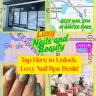 Promo poster for Luxy Nails and Beauty in Winter Park, Orlando, featuring nail art, spa interior, and location map.