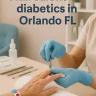 Diabetic client receiving a manicure in a clean nail salon in Orlando