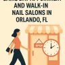 Woman walking into an open nail salon next to a clock, symbolizing time-sensitive service.