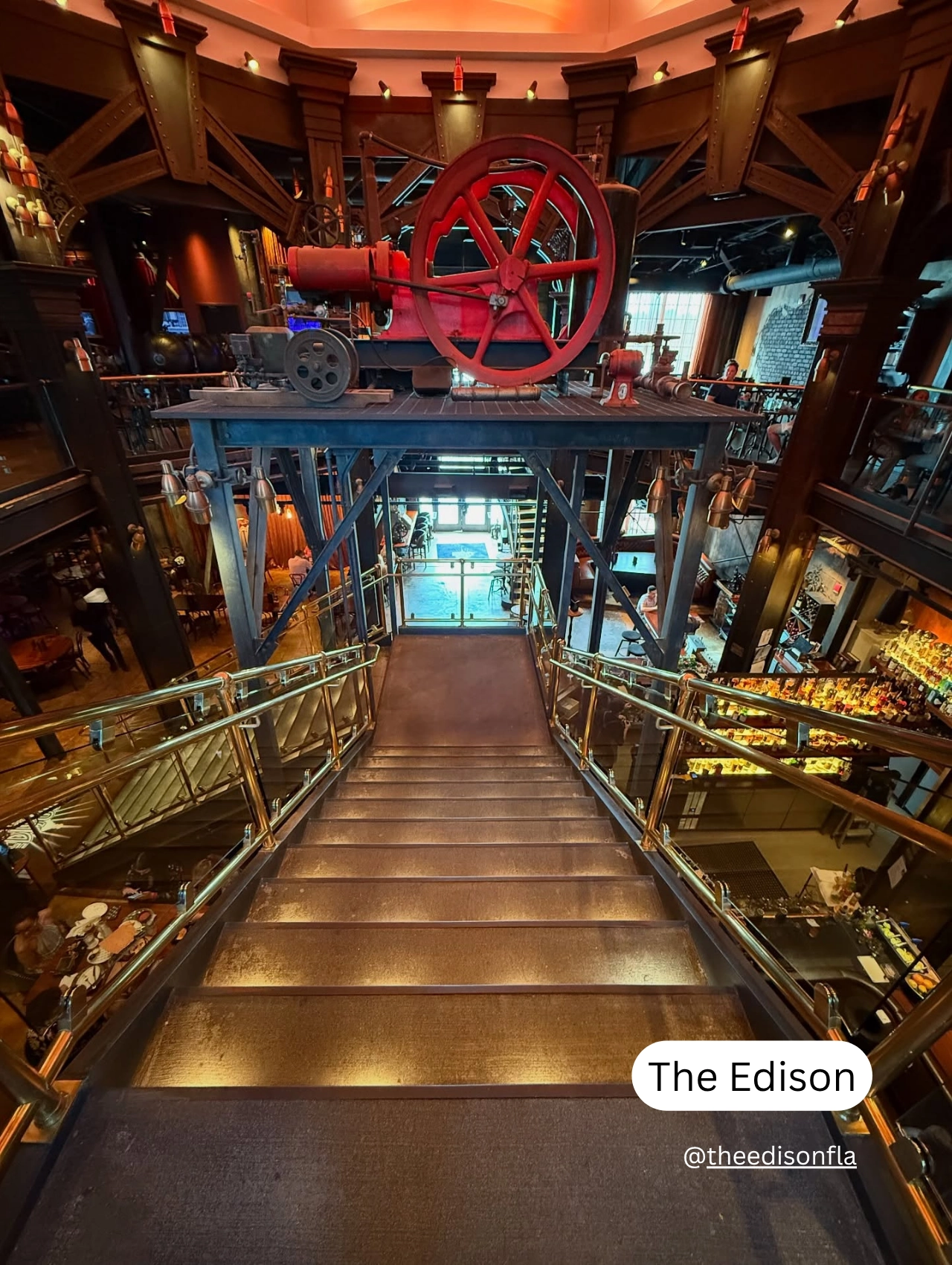 Industrial-chic interior of The Edison, perfect for a stylish Party Near Disney Orlando.