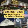 Best UCF Bars near campus for college students collage featuring Knight Library, The Basement, and The Keg Social – UCF Bars