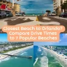 Daytona Beach arch and aerial shots of Cocoa Beach and Clearwater Beach promoting the closest beach to Orlando.