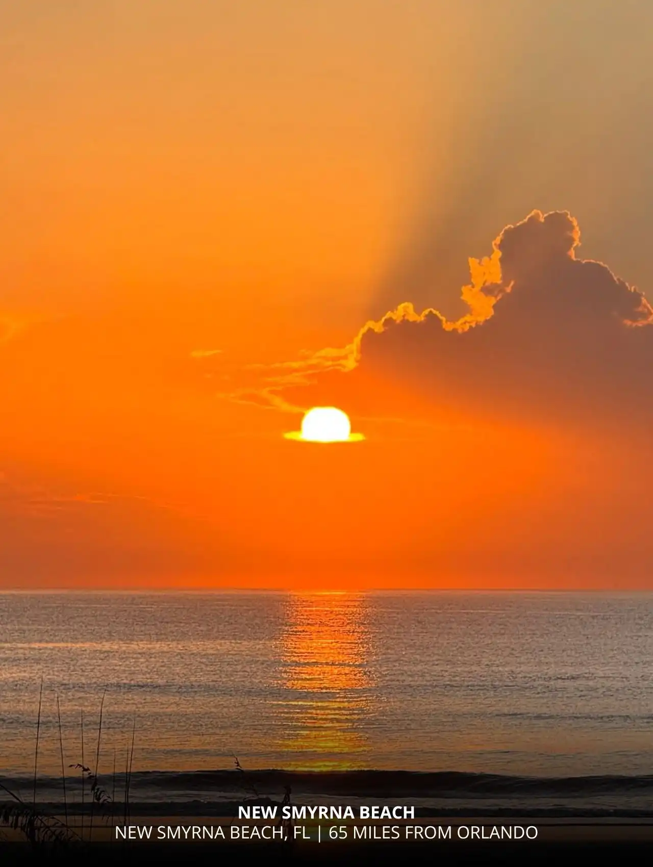 Stunning sunrise over the ocean at New Smyrna Beach, a top pick for the closest beach to Orlando.