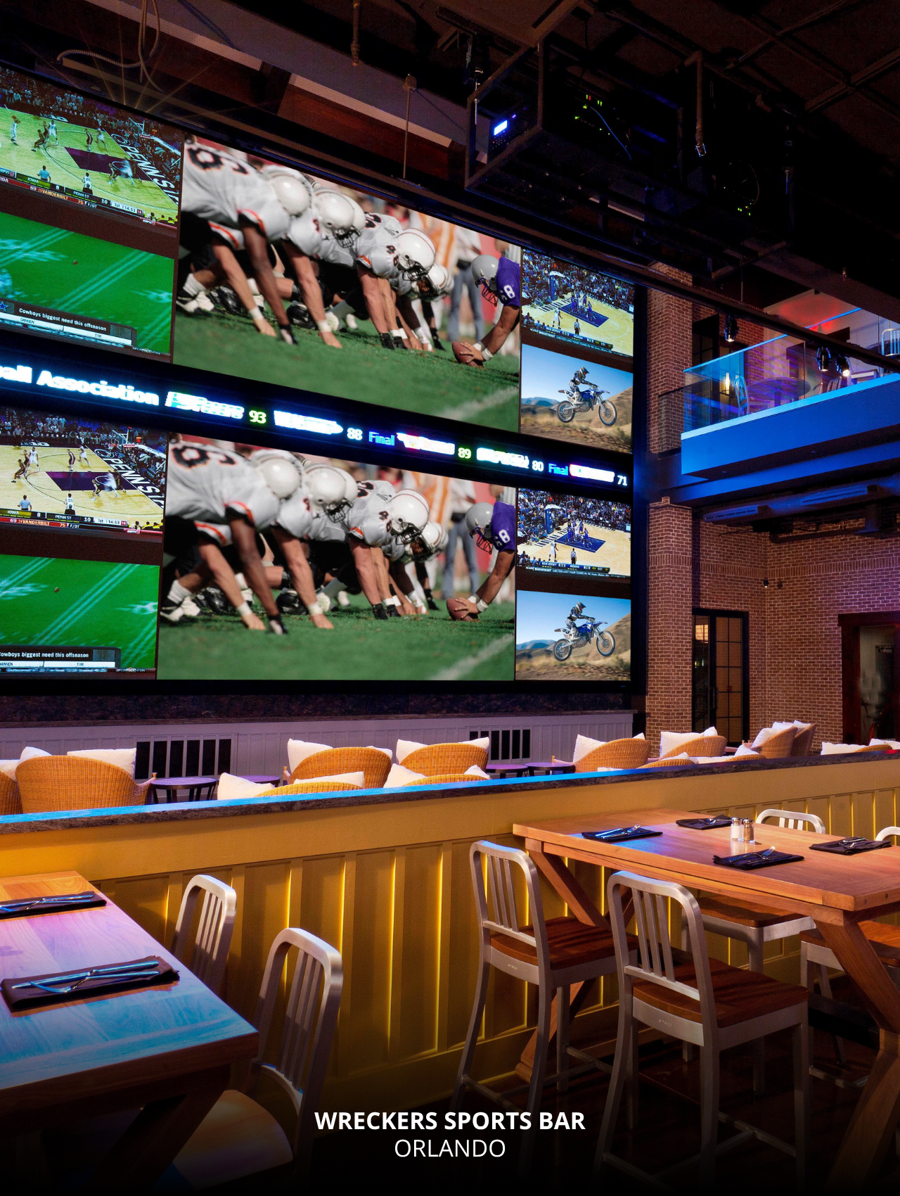 Giant multi-screen setup at Wreckers Sports Bar, Orlando Sports Bars