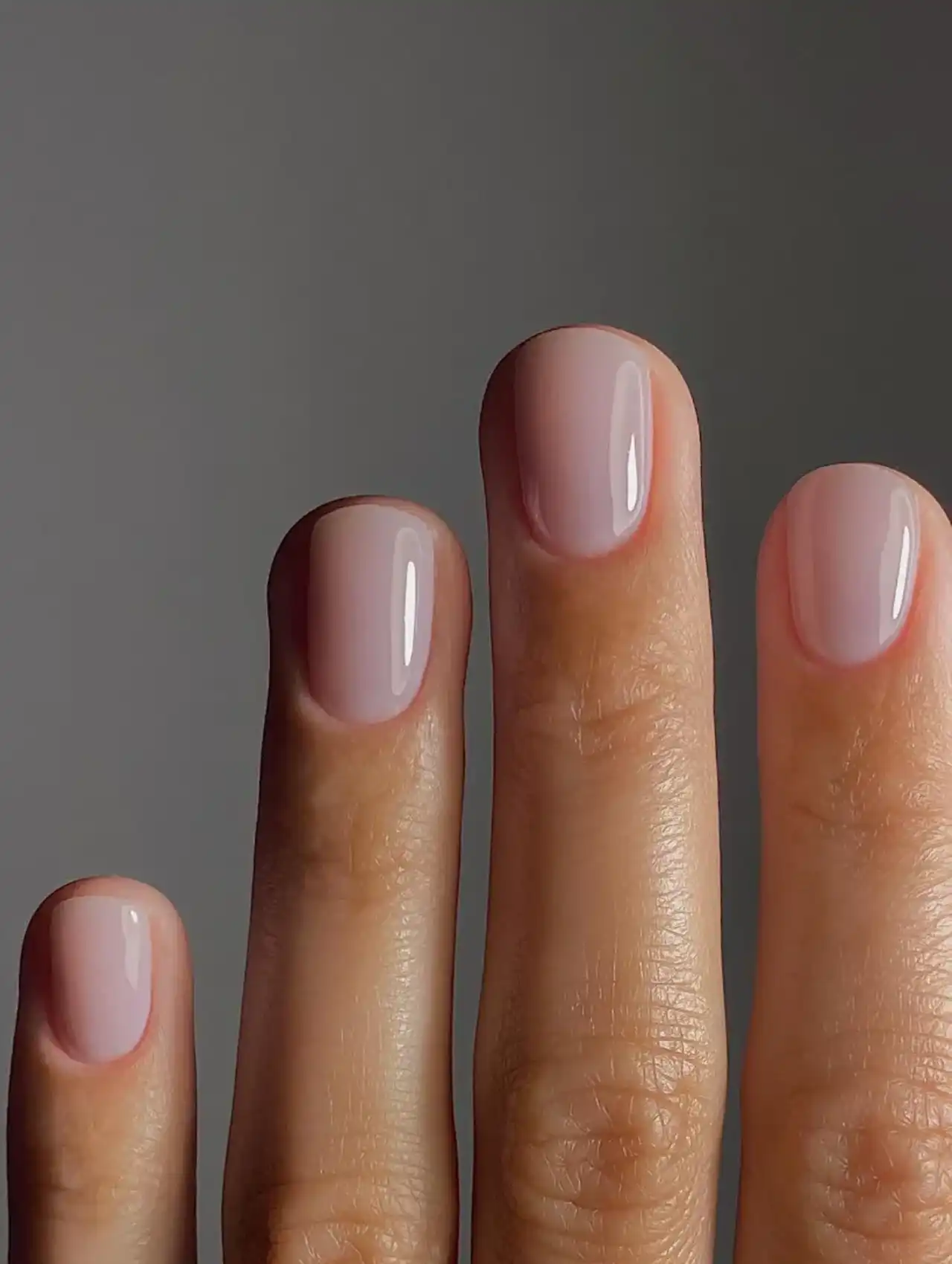 Uñas de Tendencia cortas en tono nude rosado natural