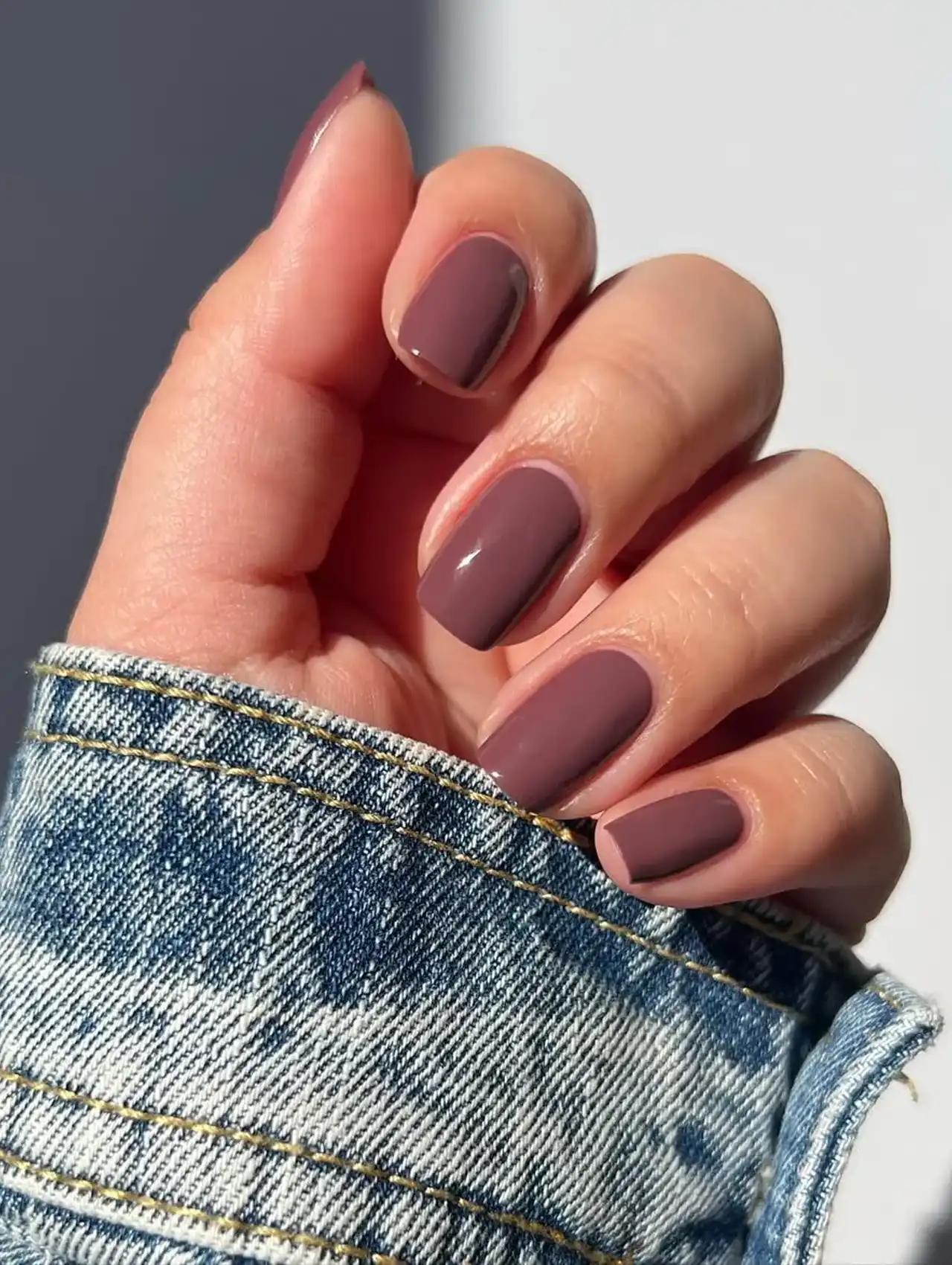 Uñas de Tendencia cortas en color malva mate