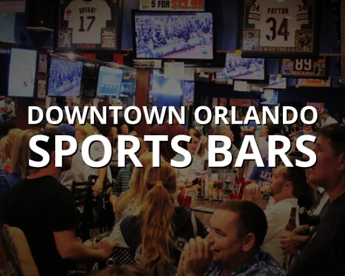 Crowd enjoying game day at one of the top downtown Orlando bars filled with big TVs and energetic fans